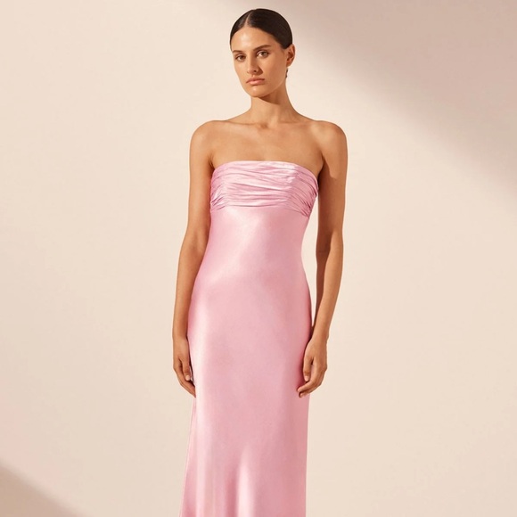 SHONA JOY La Lune Strapless Ruched Bodice Maxi Dress Lemon